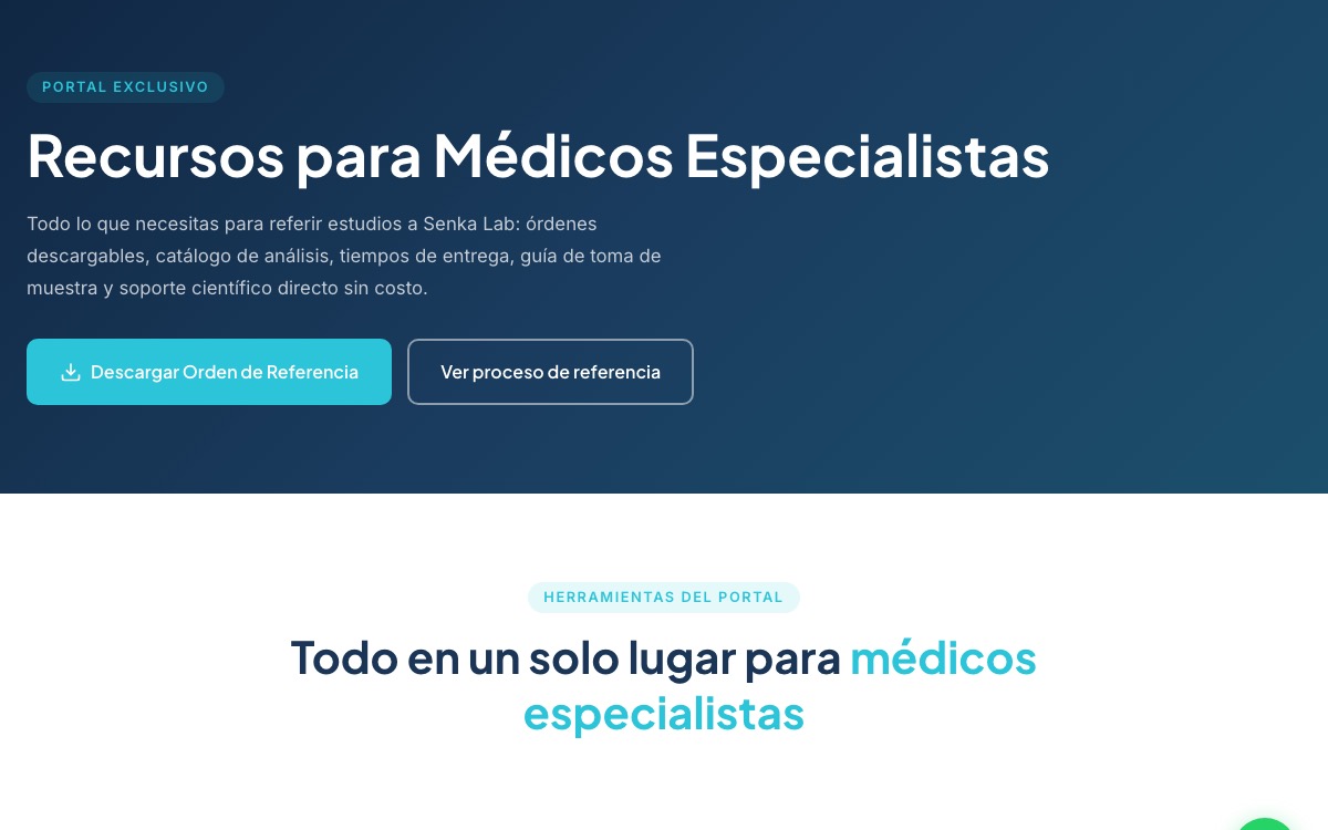 Portal para médicos de senkalab.com