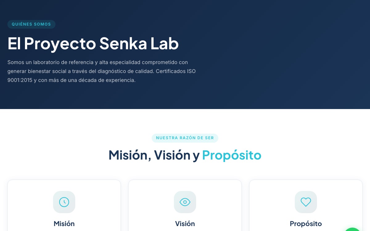 Sección Nosotros de senkalab.com